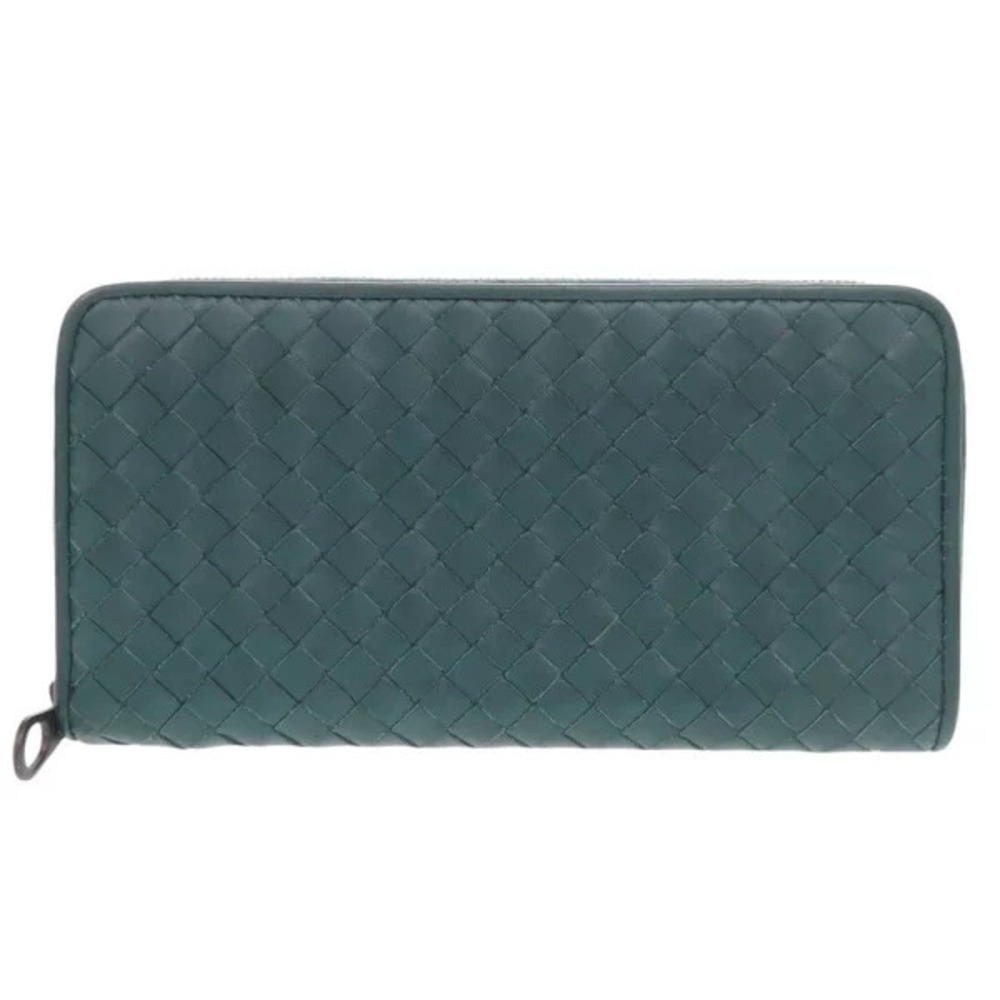 Bottega Veneta Intrecciato Leather Blue Round Zip Long Wallet